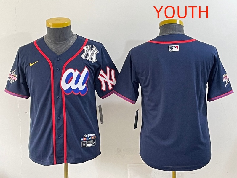 Youth 2025 New York Yankees Blank Drak Blue All star Blank Blue Nike MLB Jersey style 3